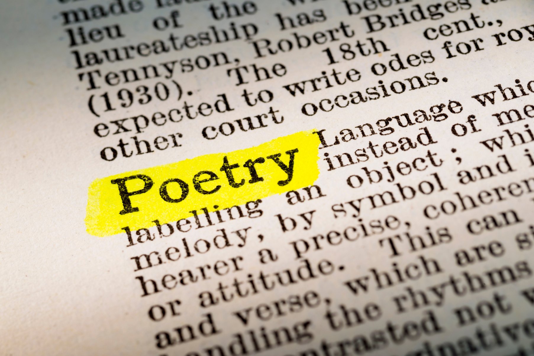 Poetry - dictionary definition highlighted